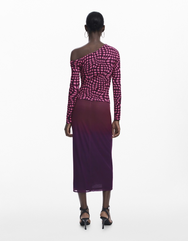 Desigual - Asymmetric T-shirt with psychedelic checks