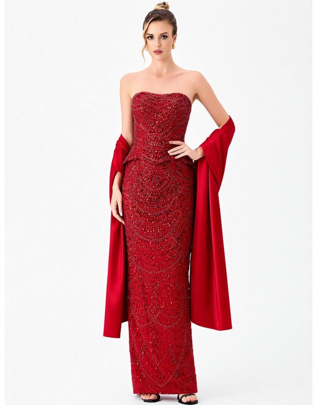 Bariano - Ruzy Peplum Sequin Gown