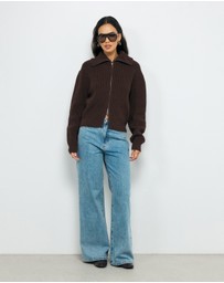 AERE - Clea Organic Cotton Zip Cardigan