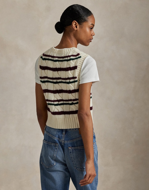 Polo Ralph Lauren - Striped Cable Wool-Cashmere Sweater Vest