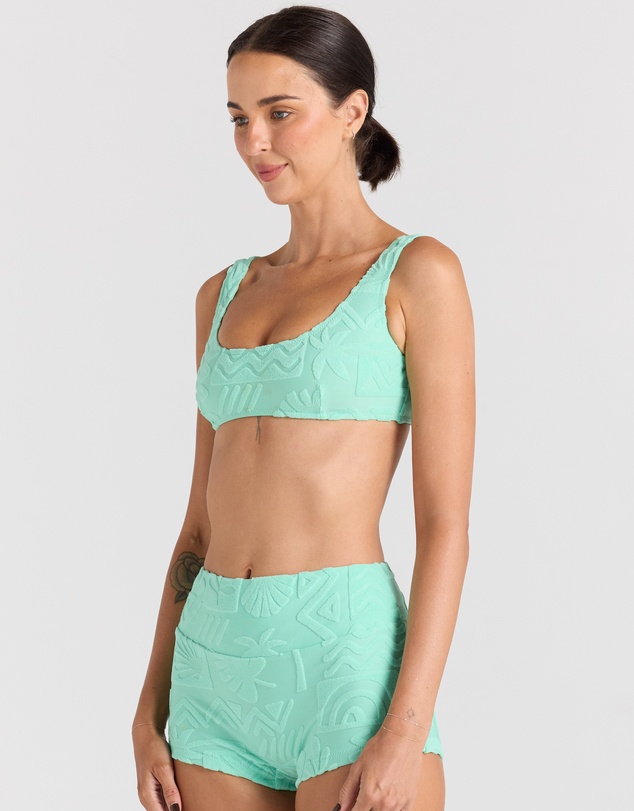Poolside Paradiso - Mai Tai Crop Bikini Top - Mint
