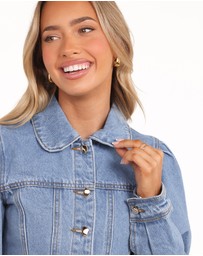 Petal & Pup - Faven Cropped Denim Jacket - Mid Blue