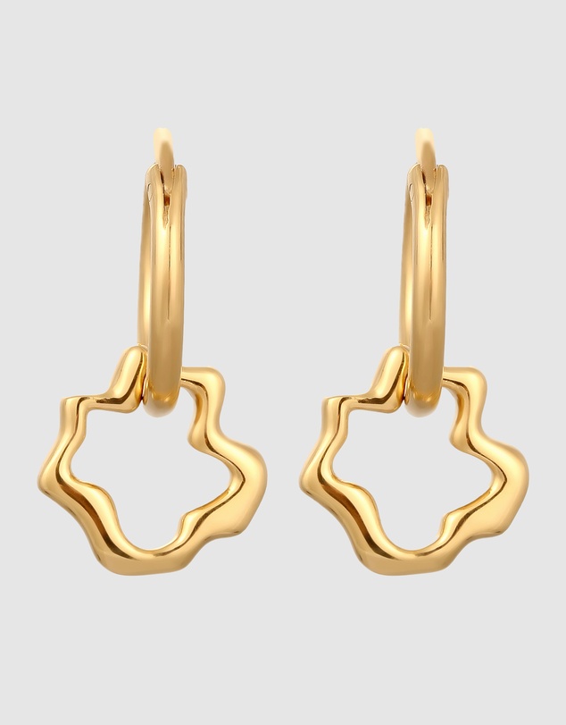 Elli Jewelry - Floral Hoop Earrings in Gold-Plated 925 Silver