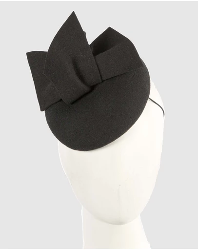 Max Alexander - Winter Black Felt Pillbox with Bow