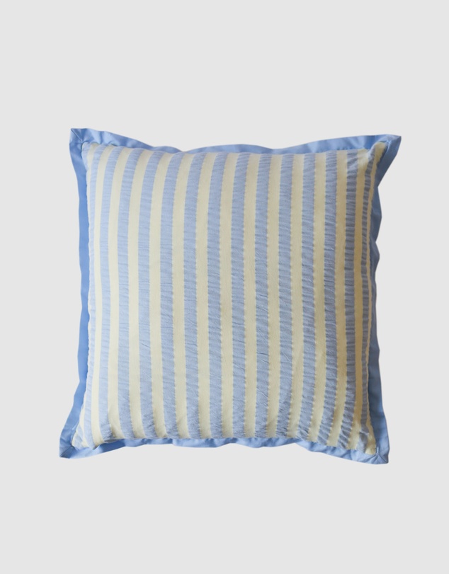 Mosey Me - Butter Blue Seersucker Square Cushion