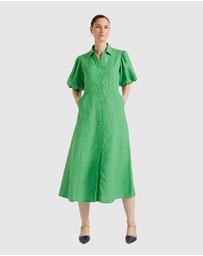 Trenery - Linen Delave Gathered Sleeve Shirt Dress