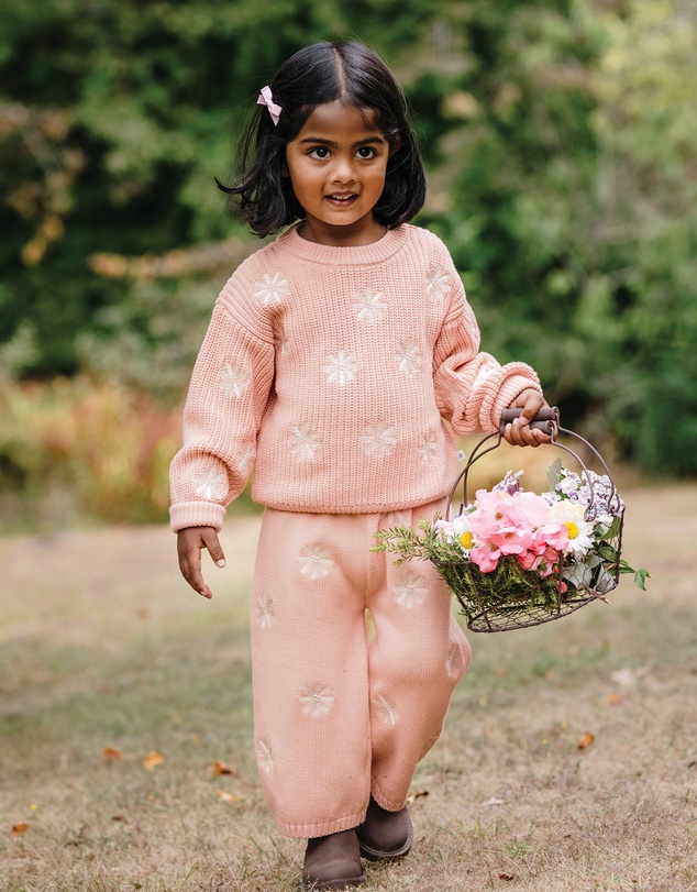 Kynd Baby - Embroidered Knit Flare Pant in Pearl