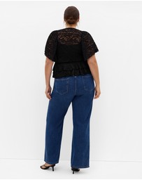 City Chic - Plus size Lily Lace Top - black