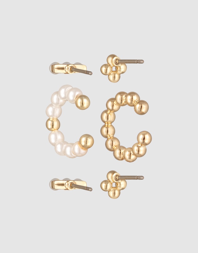 Elli Jewelry - Earrings Set Earcuff Beads Brass Collection