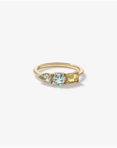Michael Hill - Green Amethyst, Sky Blue Topaz & Lemon Quartz Multi-Gemstone Ring in 10kt Yellow Gold