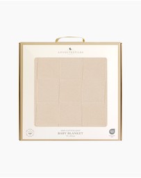 Living Textiles - Pram Knitted Blanket - Checkered Sand