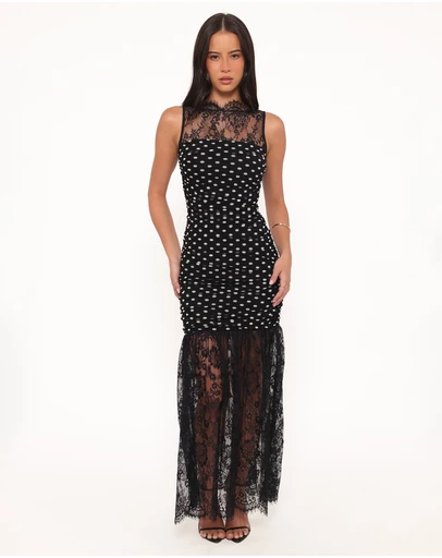 Petal & Pup - Jubilee Maxi Dress - Black Polka Dot