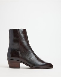 AERE - Smooth Leather Cowboy Ankle Boots