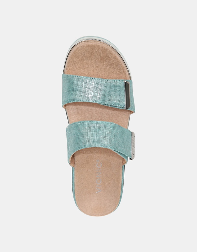 Vionic - Brandie Flatform Slide - Aqua Metallic