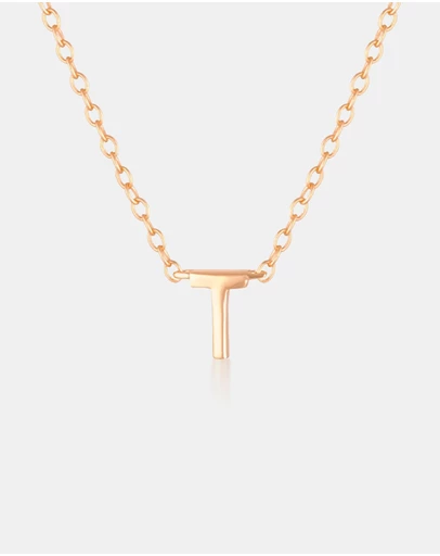 The Silver Collective - Petite A-Z Letter Necklace - T