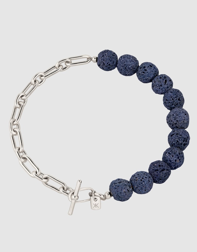Kuzzoi - ICONIC EXCLUSIVE - Blue Lava Oval Link Chain Bracelet in 925 Silver
