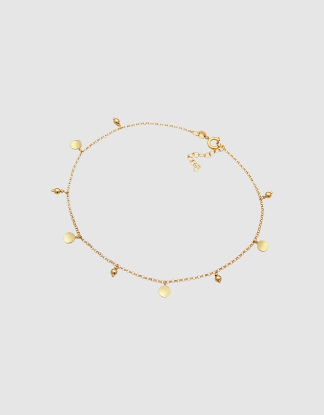 Elli Jewelry - Anklet Plate Pendants Boho Style in 925 Sterling Silver Gold Plated