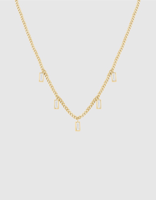 Rosefield - Playful Diamonds Baguette Gold-Tone Necklace