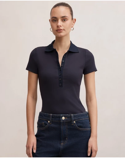 Forever New - Aaliyah Ribbed Polo Top
