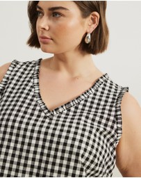Atmos&Here Curvy - Lydia Gingham Tie Back Top