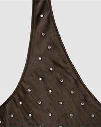 M.N.G - Satin Crinkled-Effect Top With Crystals