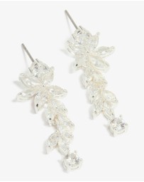 Lovisa - Silver Plated Cubic Zirconia Medium Flower Vine Drop Earrings