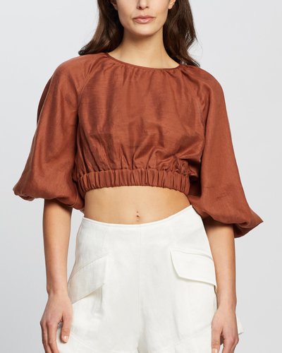 Elsa Balloon Sleeve Crop Top