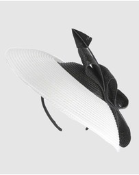 Max Alexander - Saucer White Black Racing Fascinator Hat