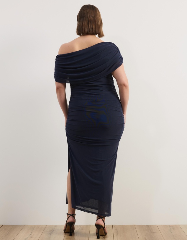 Atmos&Here Curvy - Bonnie Off Shoulder Mesh Maxi Dress