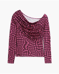 Desigual - Asymmetric T-shirt with psychedelic checks