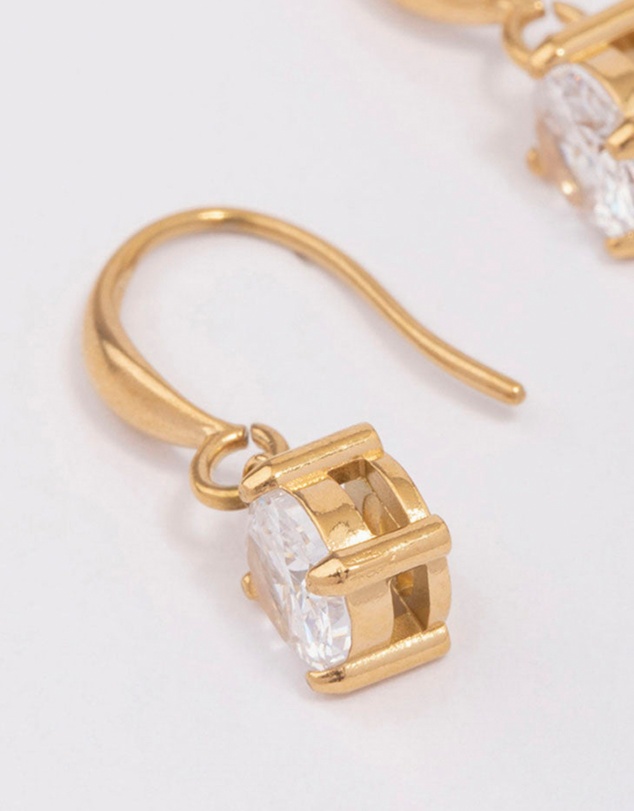 Lovisa - Waterproof Gold Plated Stainless Steel Cubic Zirconia Solitaire French Hook Earrings