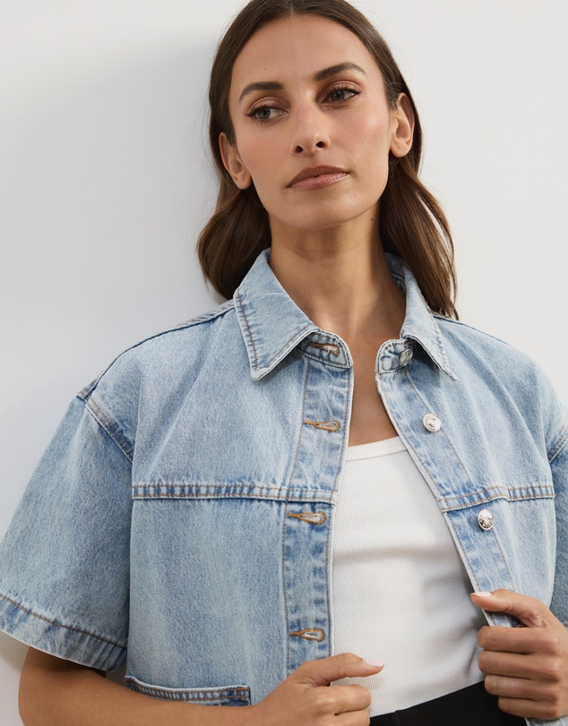 Atmos&Here - Orien Short Sleeve Denim Jacket