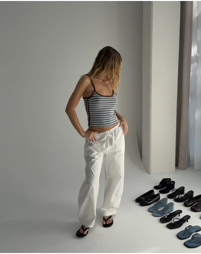 Dazie - Raina Low Rise Cotton Poplin Barrel Pants