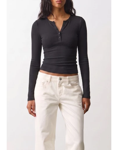 Atmos&Here - Henley Long Sleeve Rib Top