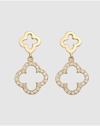 Elli Jewelry - Earrings Stud Cloverleaf with Zirconia 925 Sterling Silver Gold Plated