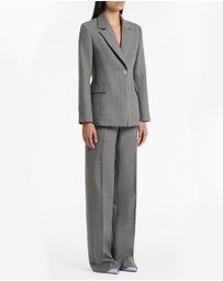 Carla Zampatti - Grey Melange Wool Suiting Scarf Jacket