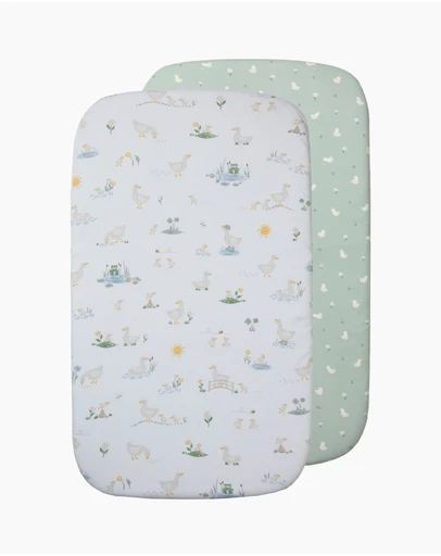 Living Textiles - 2 Pack Organic Bedside Sleeper Fitted Sheet - Goosey Goosey