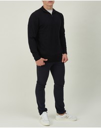 3 Wise Men - 3 Wise Men Harvey Zip Neck Merino Knit - Black