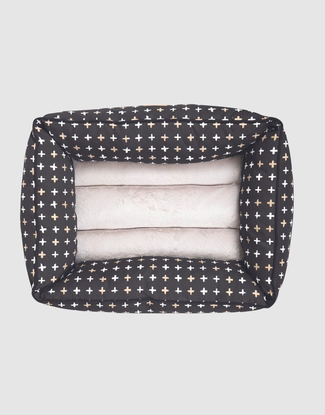 Mog & Bone - Bolster Dog Bed  - Black Metallic Cross Print
