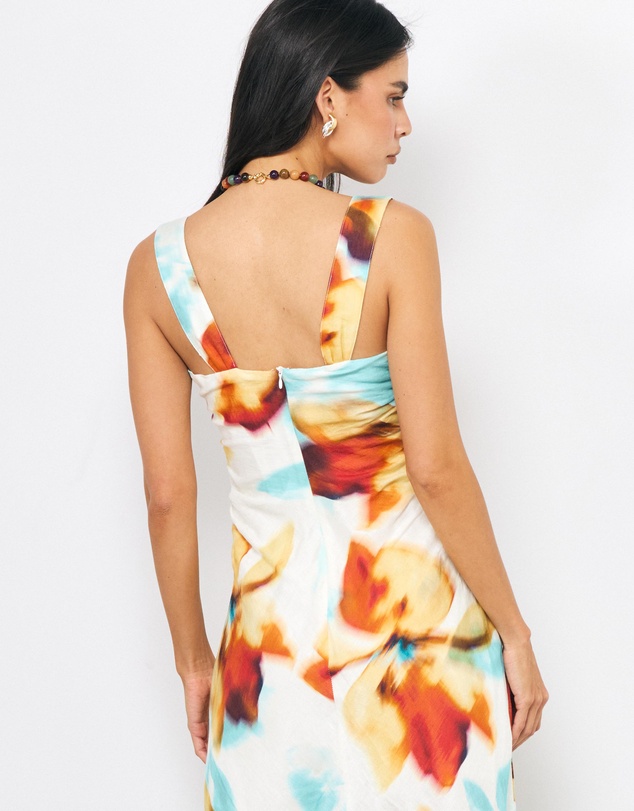 AERE - Emia Twist Front Linen Midi Dress