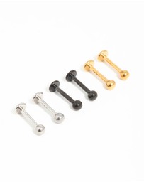Lovisa - Mixed Finish Surgical Steel Small Ball Flat Back Studs 3-Pack