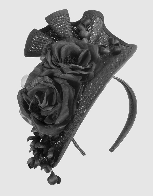Fillies Collection - Bespoke Sculpted Black Racing Fascinator