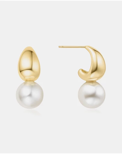 Ania Haie - Gold Pearl Dome Hoop Earrings
