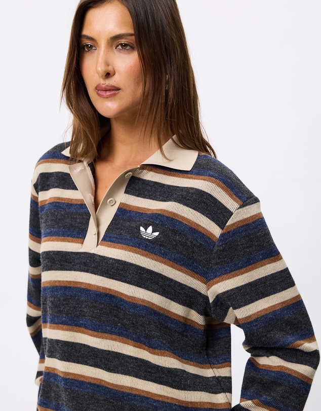 adidas Originals - Stripe Knitted Polo Top