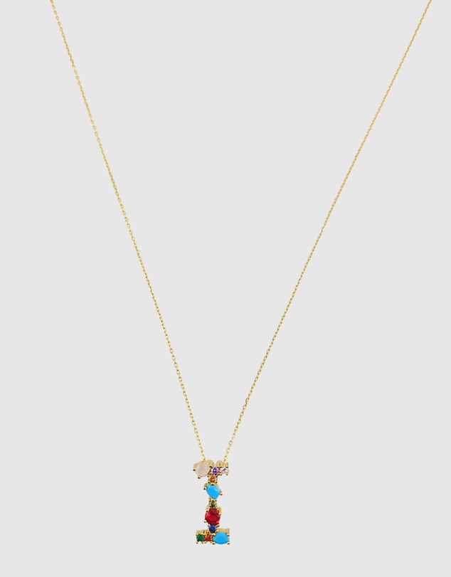 Izoa - Alphabet Letter Semi Precious Stone I Necklace