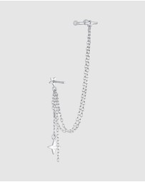 Elli Jewelry - Earrings Earcuff Ear Clamp Star Chain with Crystal in 925 Sterling Silver