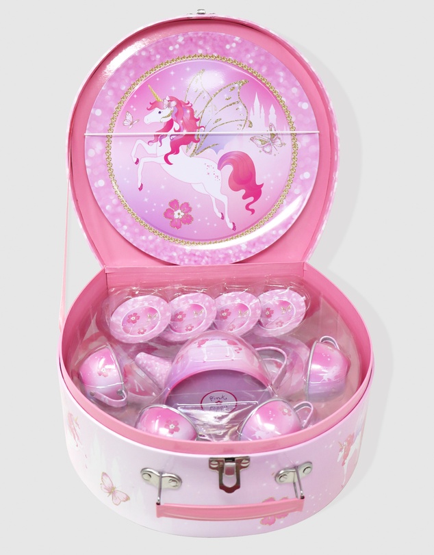 Pink Poppy - Unicorn Princess 15 Piece Tin Tea Set In Carry Case