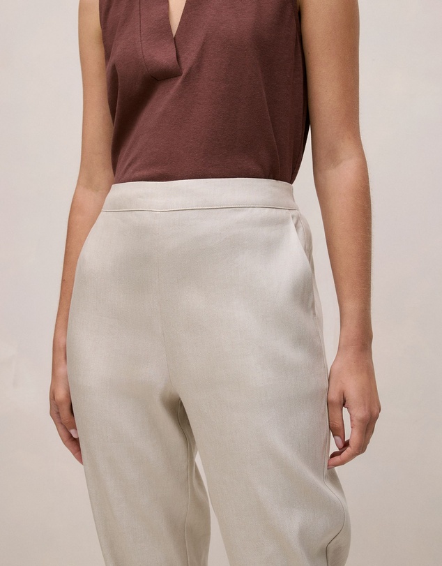 Trenery - Stretch Linen Blend Pull On Pant in Flax