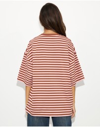 Dazie - Nostalgia Stripe Oversized Boyfriend Tee