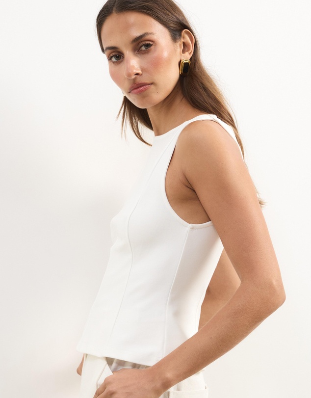 Atmos&Here - Eleni Sleeveless Peplum Ponte Structured Top